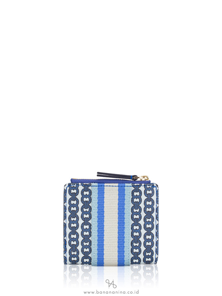 TORY BURCH Gemini Link Canvas Mini Wallet Bondi Blue