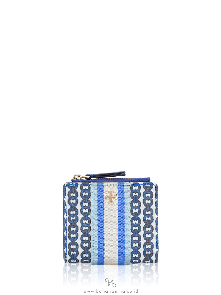 TORY BURCH Gemini Link Canvas Mini Wallet Bondi Blue