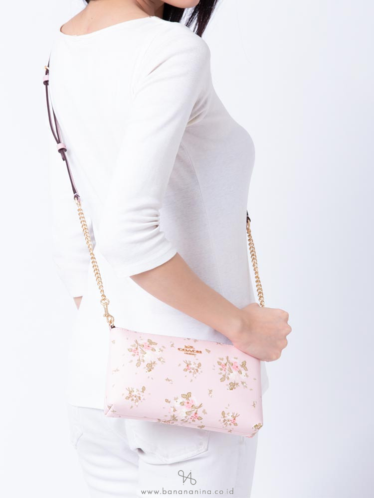 COACH 91758 Rose Bouquet Print Top Zip Crossbody Blossom Multi