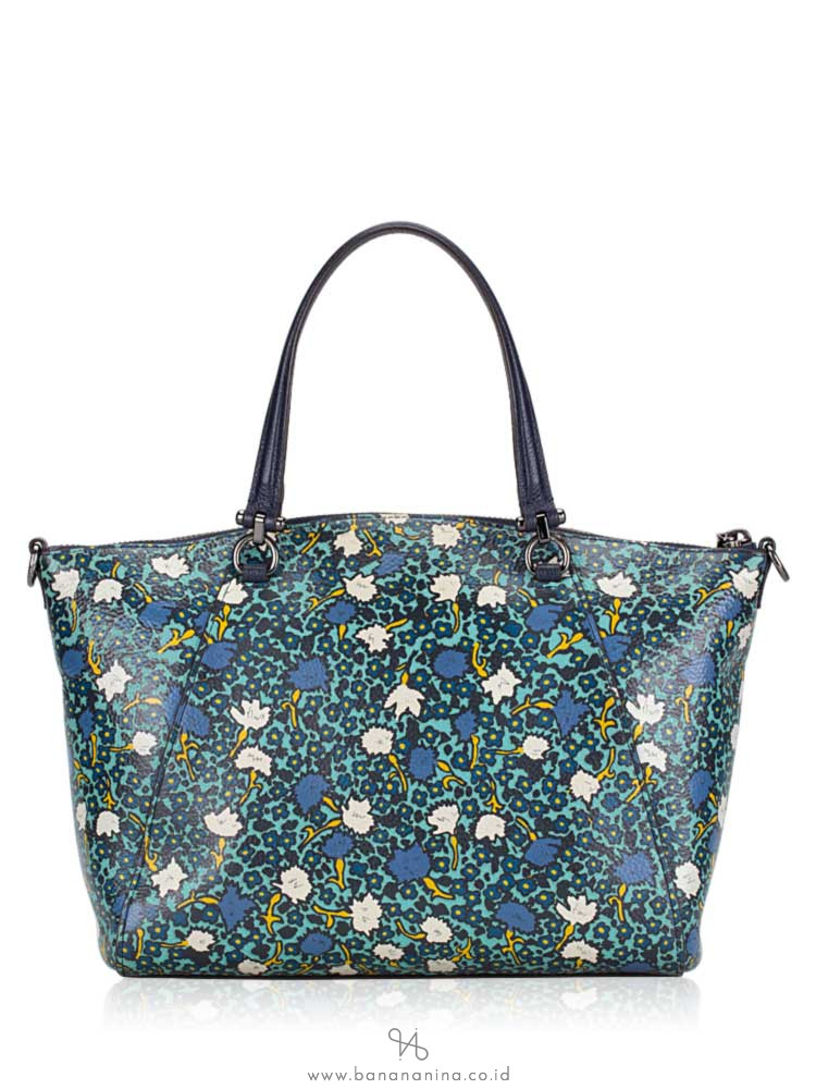 COACH 58876 Floral Prairie Satchel Navy Yankee