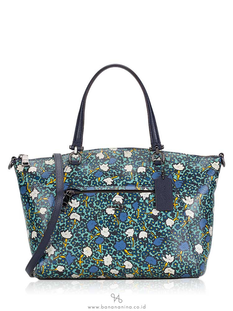 COACH 58876 Floral Prairie Satchel Navy Yankee