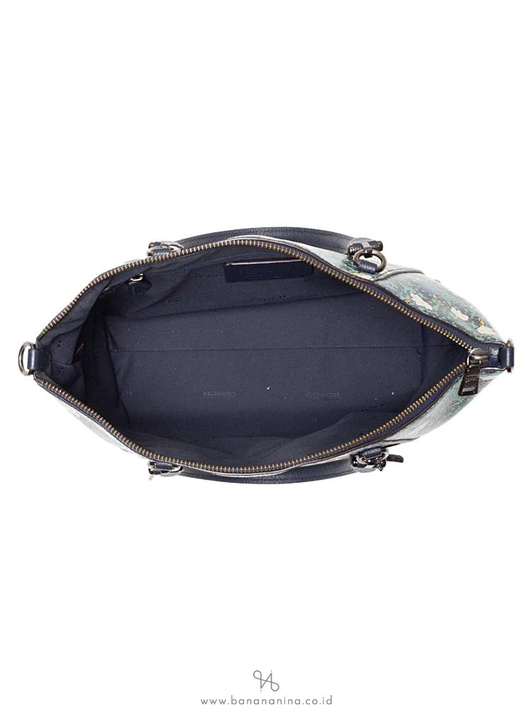 COACH 58876 Floral Prairie Satchel Navy Yankee