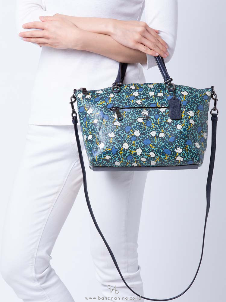 COACH 58876 Floral Prairie Satchel Navy Yankee