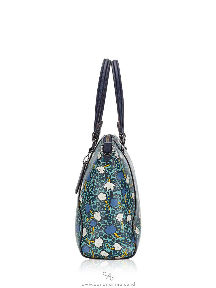 COACH 58876 Floral Prairie Satchel Navy Yankee