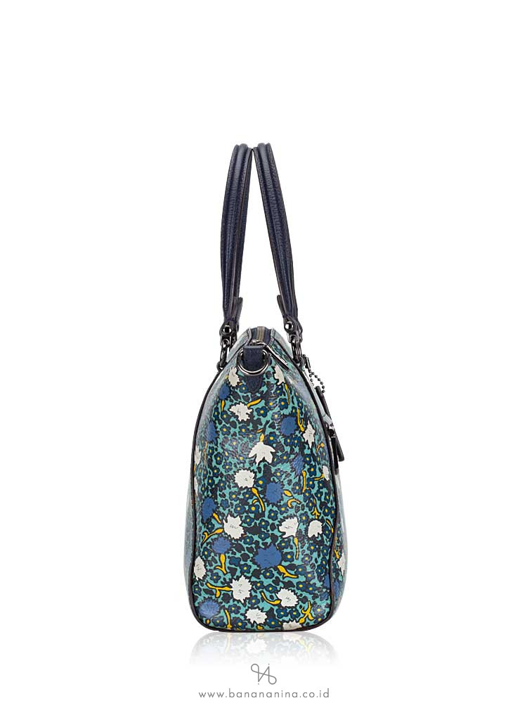 COACH 58876 Floral Prairie Satchel Navy Yankee