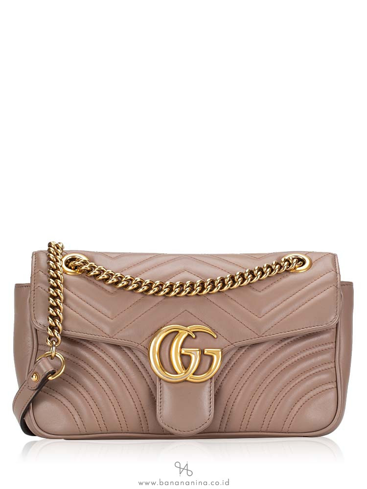 GUCCI GG Marmont Matelasse Small Flap Bag Nude