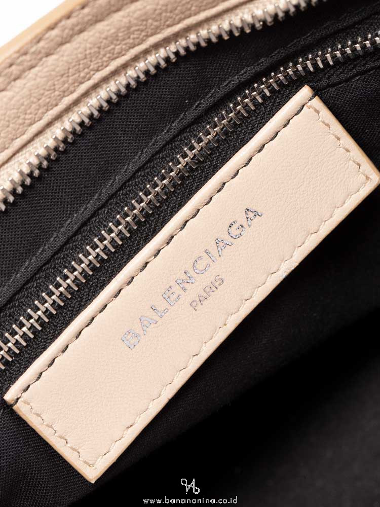 BALENCIAGA Silver Metallic Edge Small City Tapioca Beige