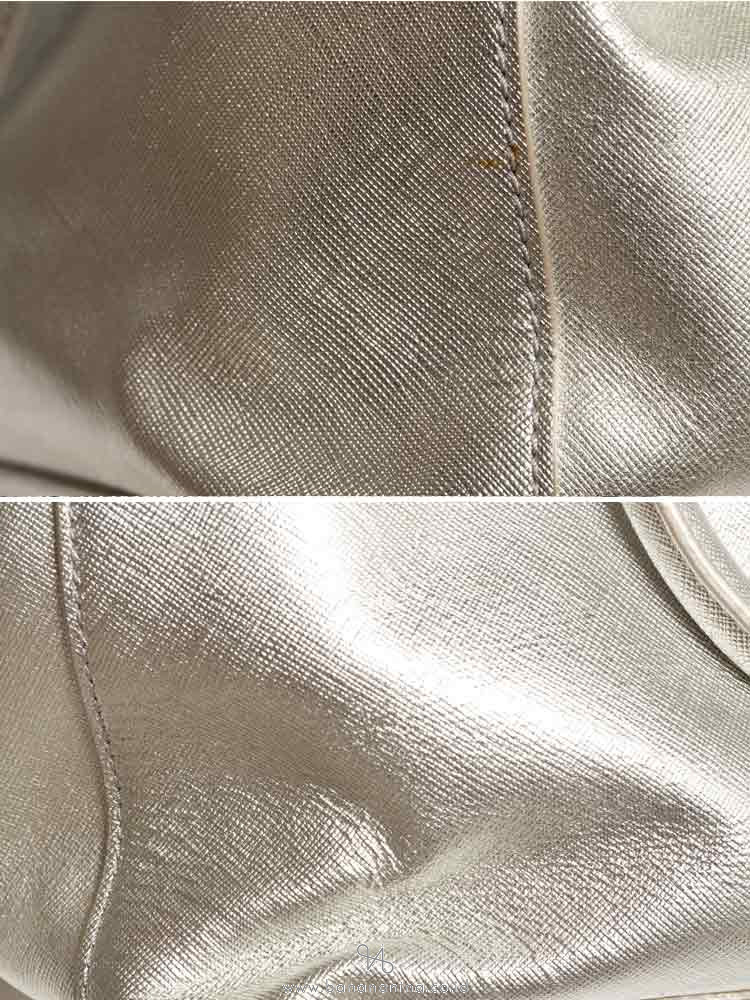 TORY BURCH Robinson Metallic Mini Double Zip Tote Bag Silver