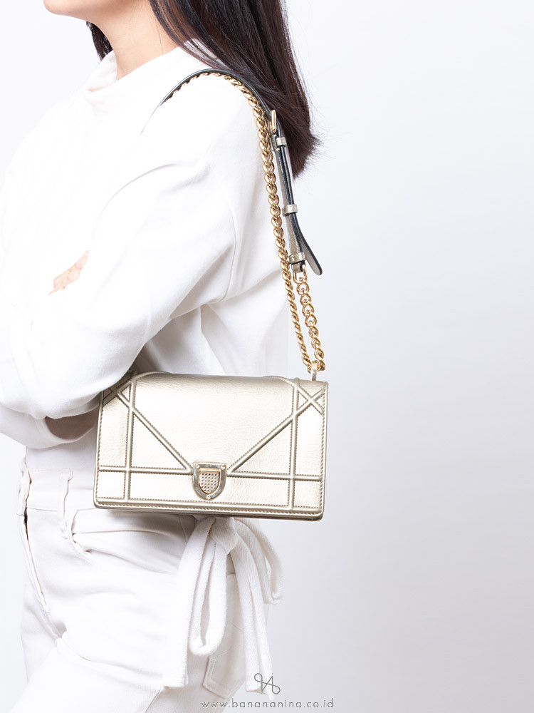 Christian Dior Diorama Small Flap Bag Gold