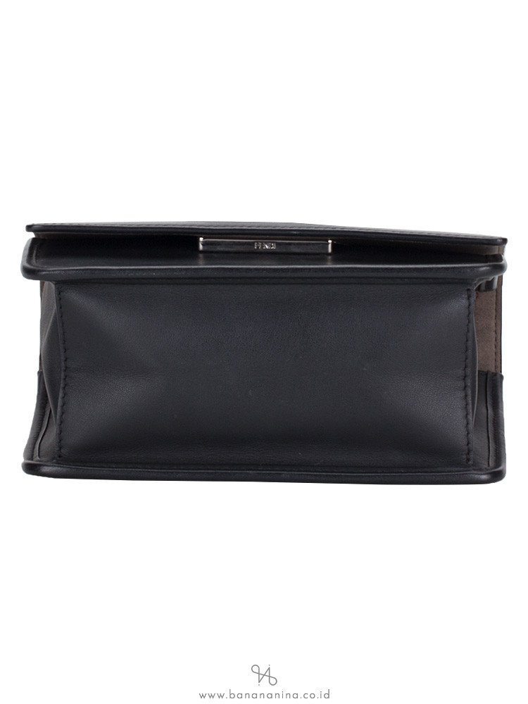 FENDI Small Kan I Logo Shoulder Bag Black