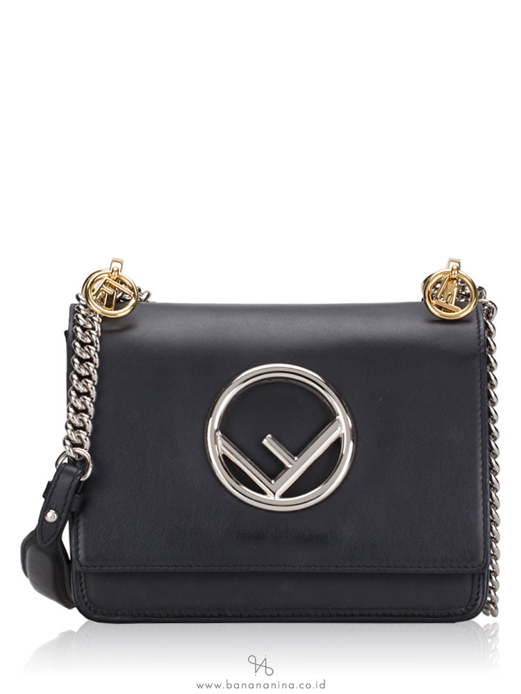 FENDI Small Kan I Logo Shoulder Bag Black
