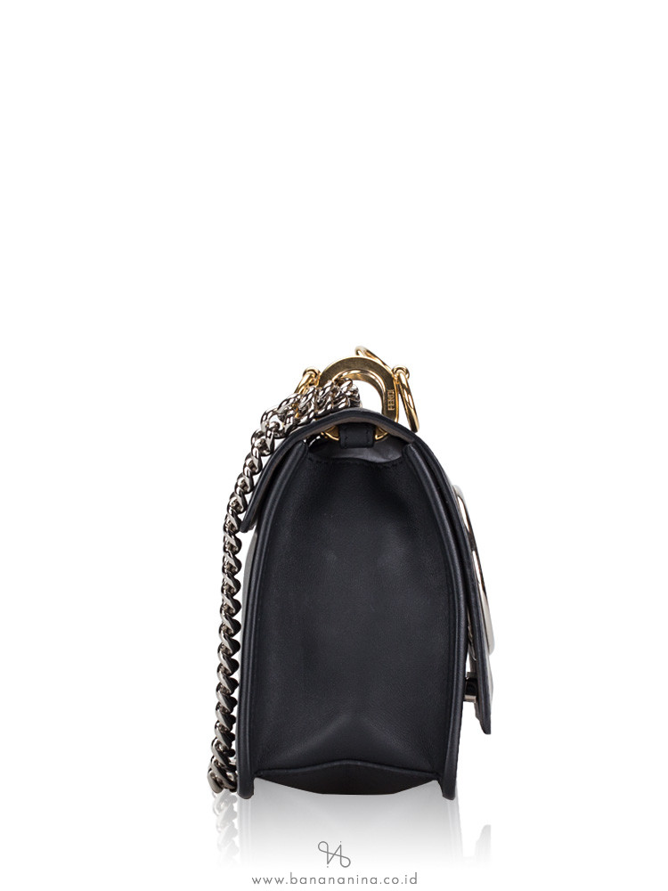 FENDI Small Kan I Logo Shoulder Bag Black