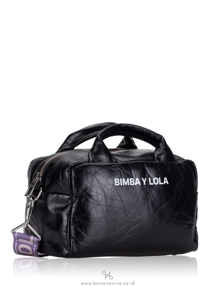 BIMBA Y LOLA Leather Zip Crossbody Black Purple