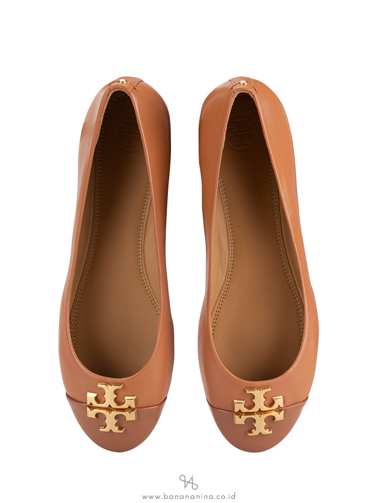 Tory Burch Everly Leather Flat Tan Sz 7