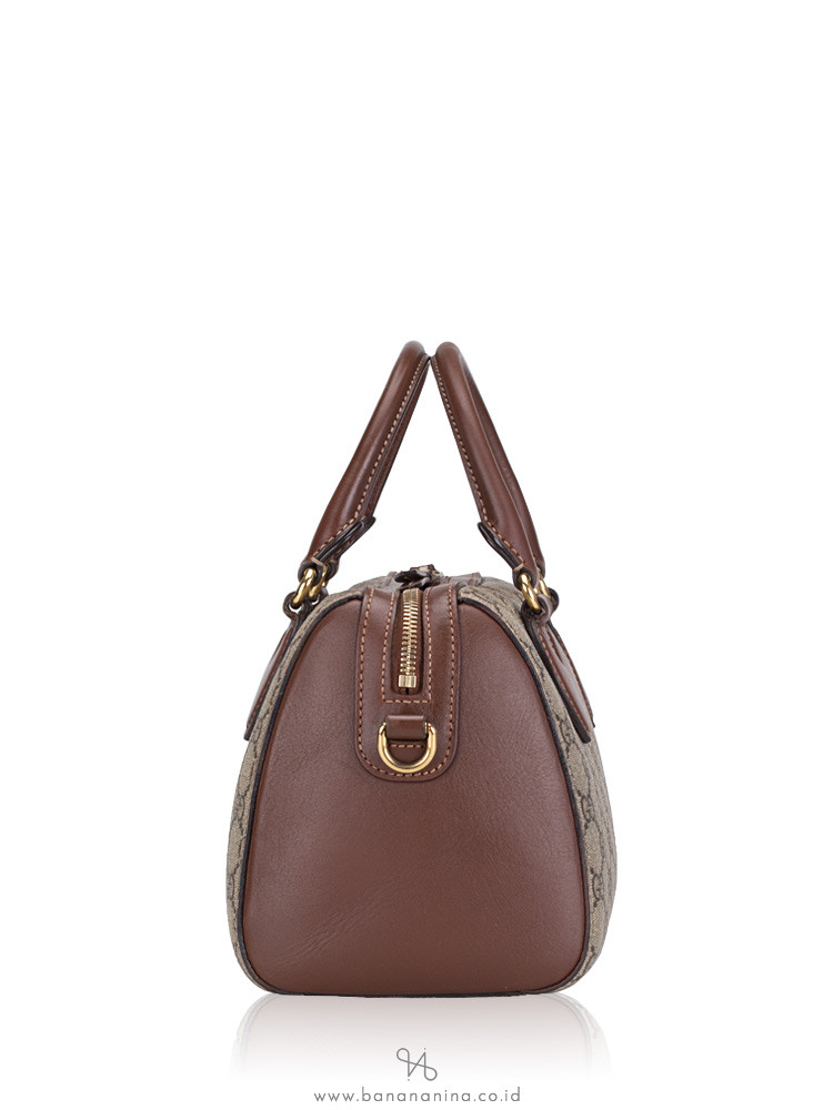 GUCCI GG Supreme Small Boston Bag Beige Brown