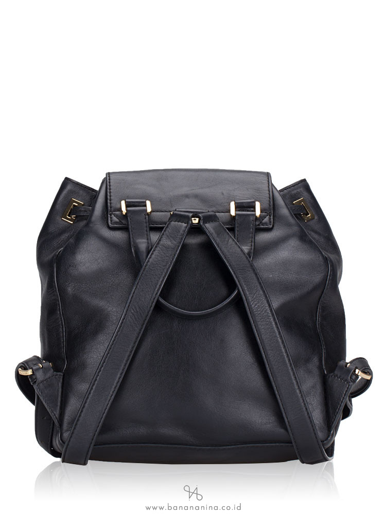 MICHAEL KORS Marly Drawstring Leather Backpack Black