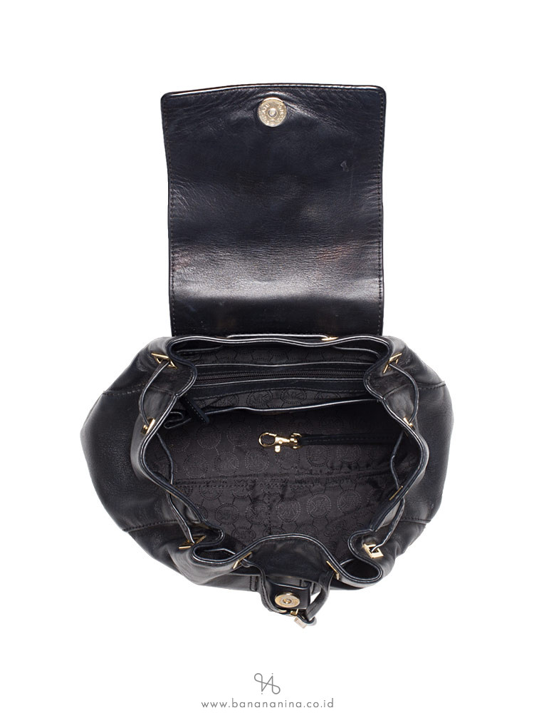 MICHAEL KORS Marly Drawstring Leather Backpack Black