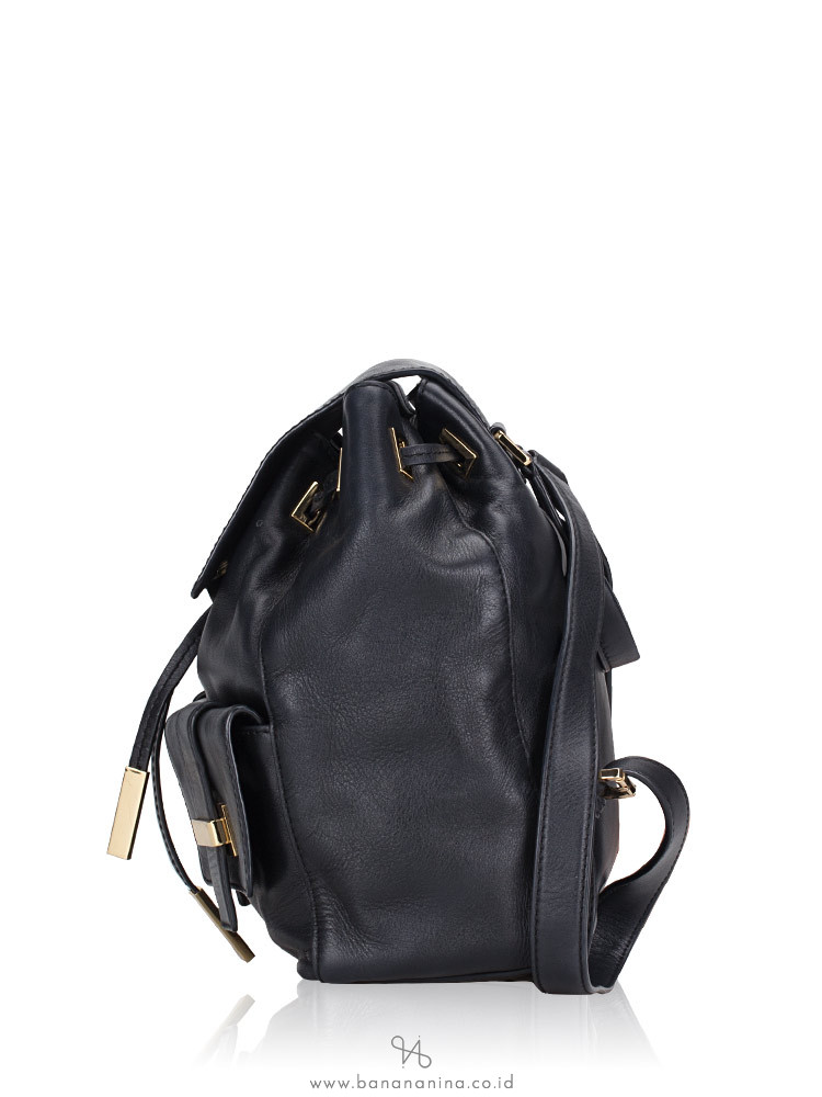 MICHAEL KORS Marly Drawstring Leather Backpack Black