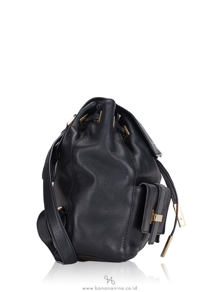 MICHAEL KORS Marly Drawstring Leather Backpack Black