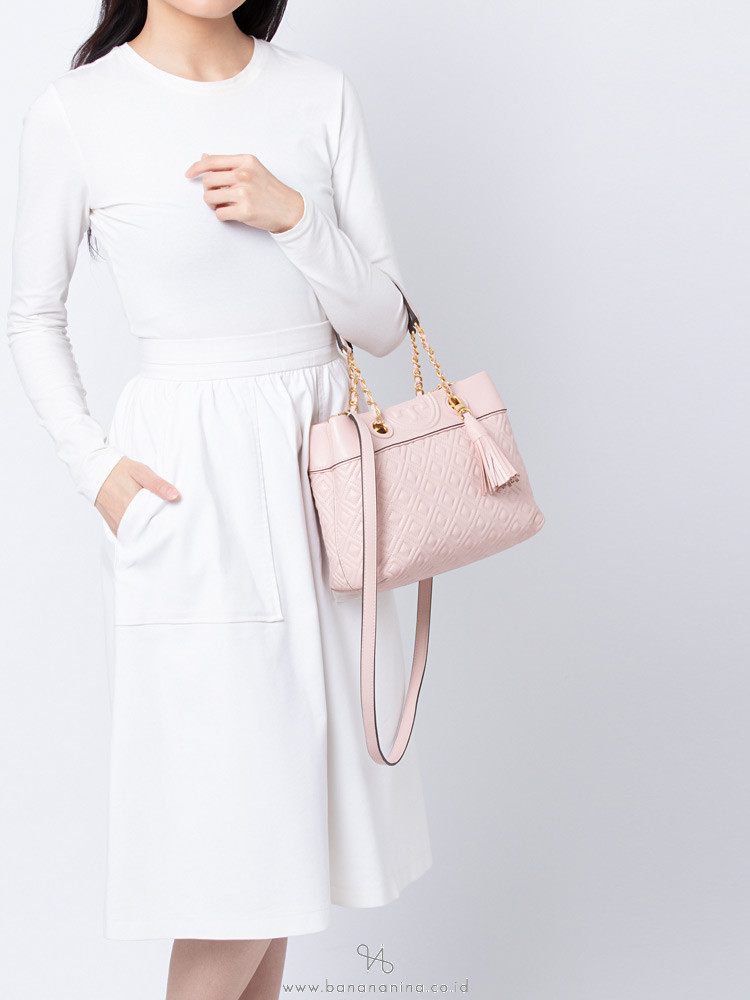 Tory burch fleming small tote shell pink clearance