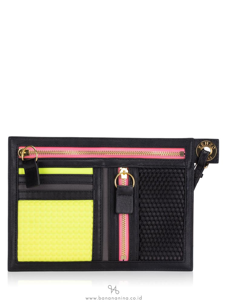 KENZO Logo Mini Clutch Black Neon Multi