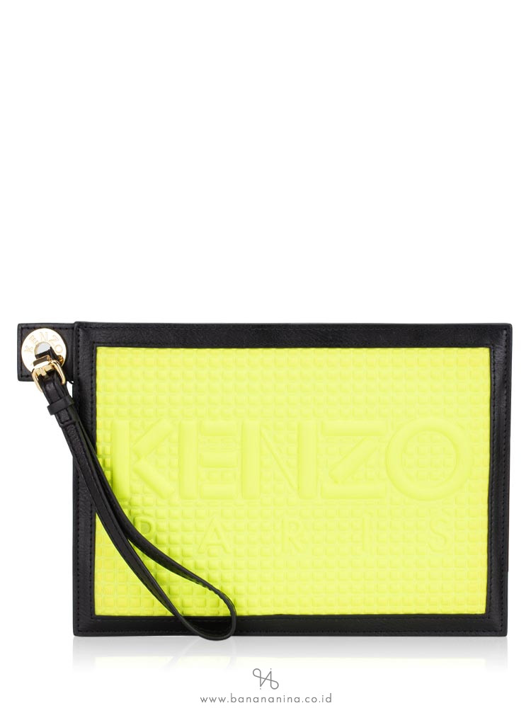 KENZO Logo Mini Clutch Black Neon Multi