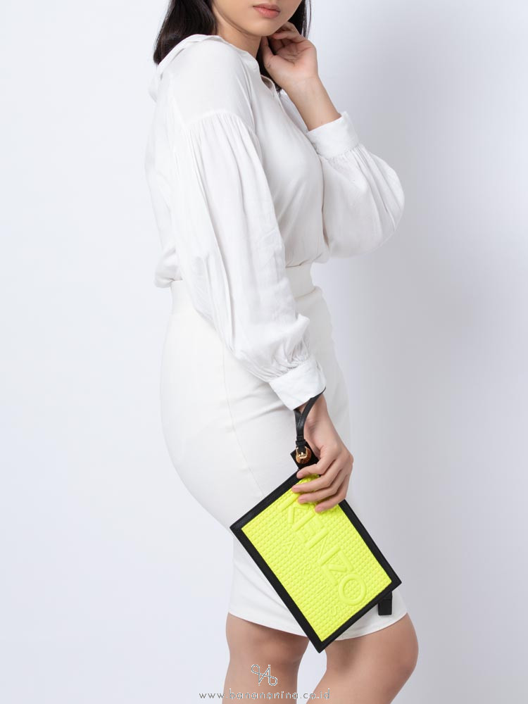 KENZO Logo Mini Clutch Black Neon Multi