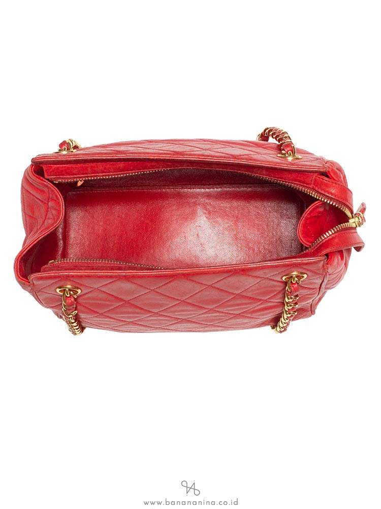 CHANEL Vintage Petite Timeless Shopping Bag Red