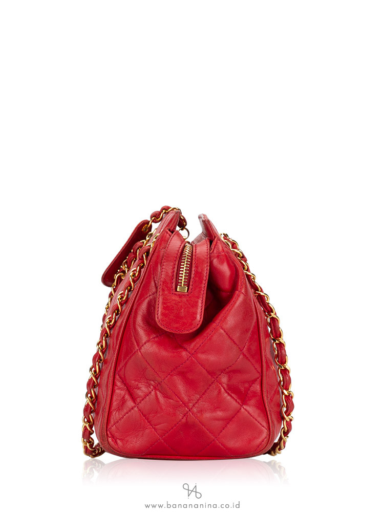 CHANEL Vintage Petite Timeless Shopping Bag Red