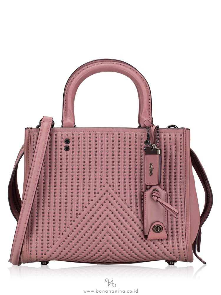 COACH 22797 Quilted and Rivets Leather Rogue 25 Dusty Rose