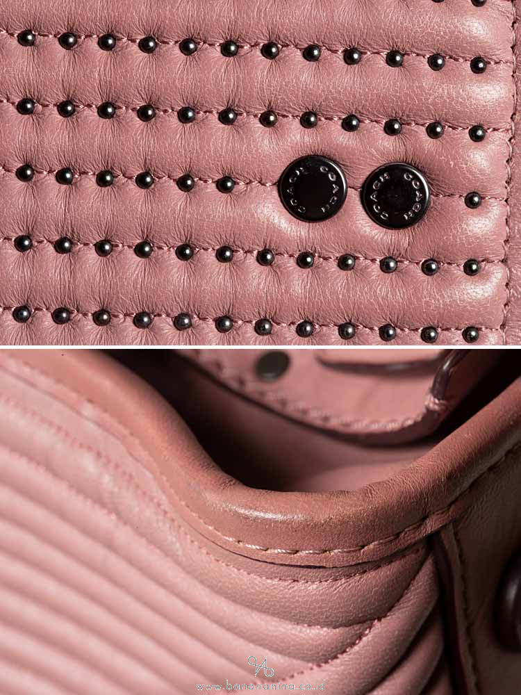 COACH 22797 Quilted and Rivets Leather Rogue 25 Dusty Rose