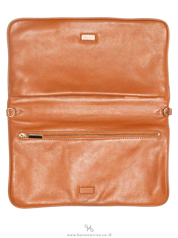 TORY BURCH Bombe Reva Leather Clutch Luggage