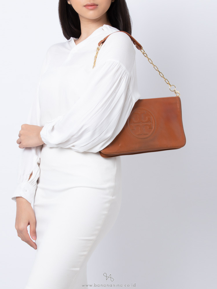TORY BURCH Bombe Reva Leather Clutch Luggage