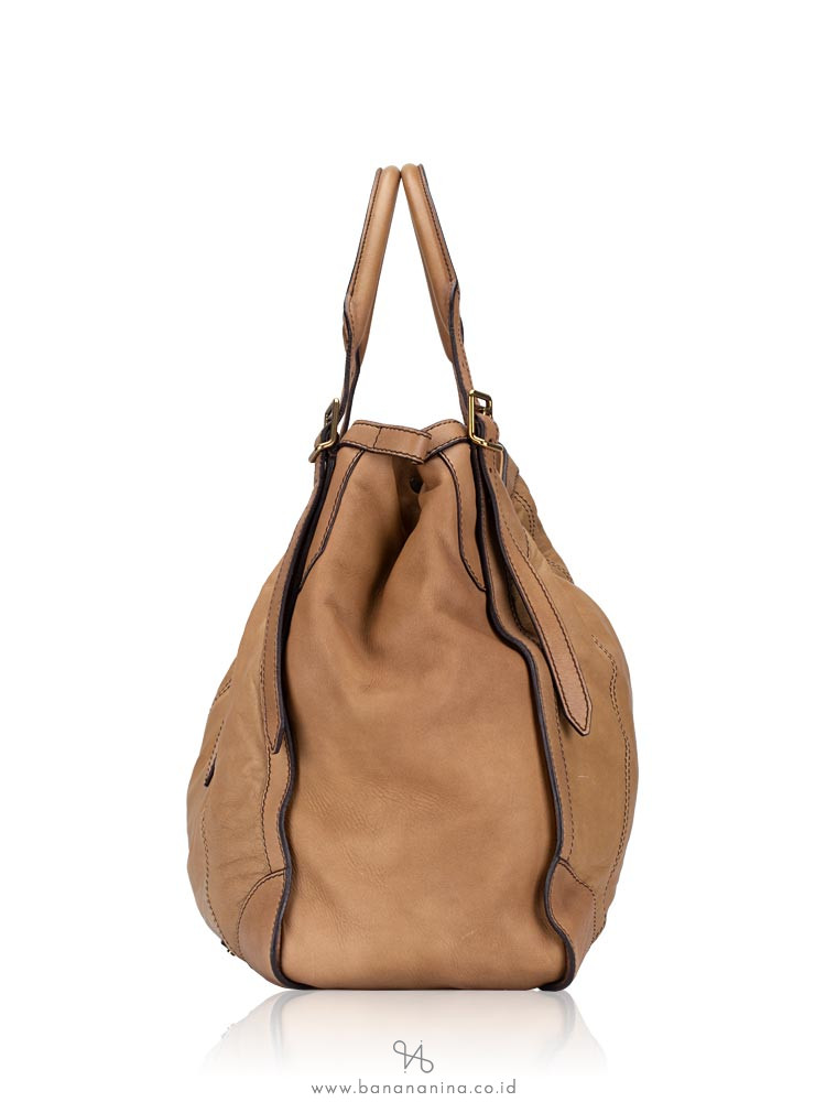 BURBERRY Slouchy Oversized Leather Tote Brown