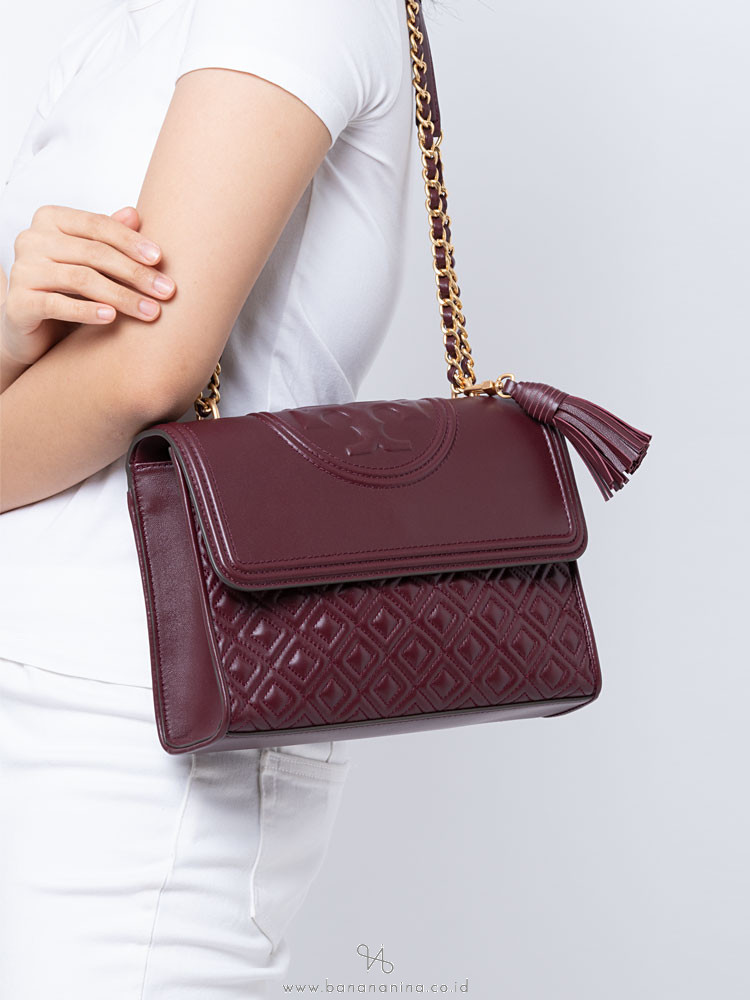 TORY BURCH Fleming Convertible Shoulder Bag Claret