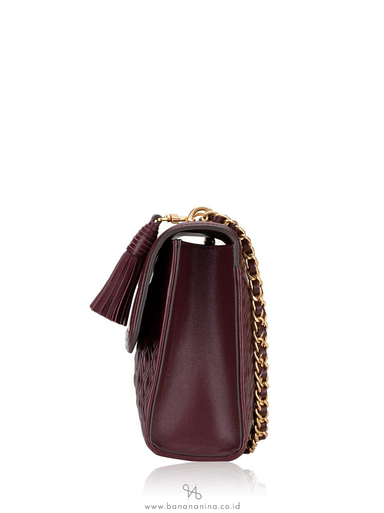 TORY BURCH Fleming Convertible Shoulder Bag Claret