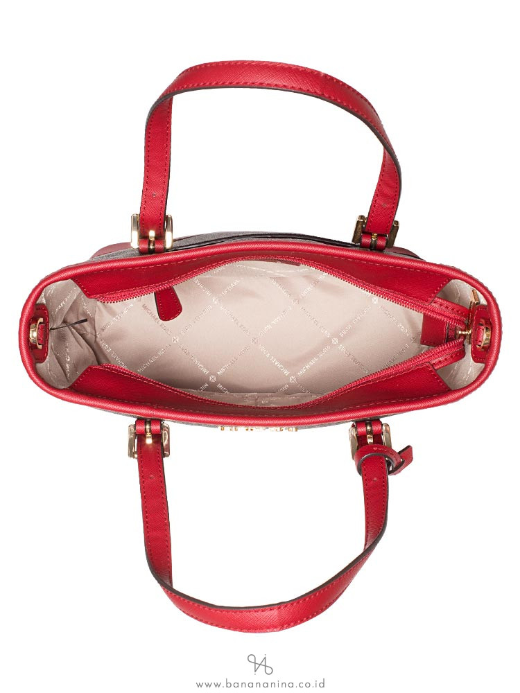 MICHAEL KORS Jet Set Travel Signature XS Top Zip Convertible Tote Scarlet