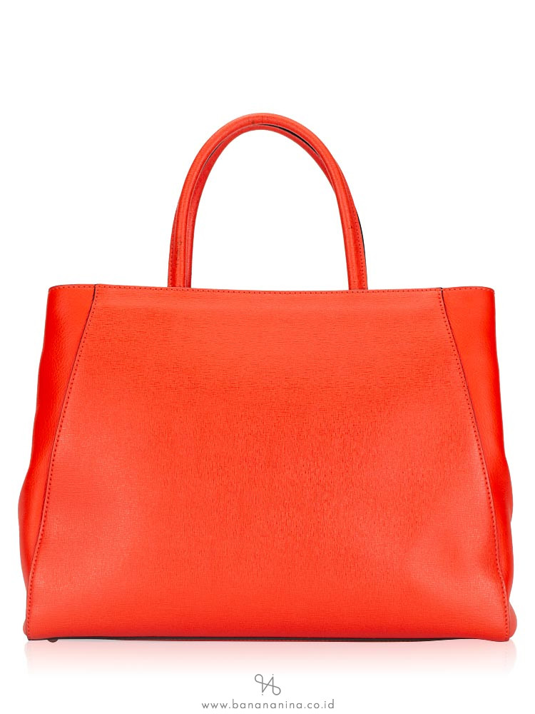 FENDI Vitello Elite Regular 2Jours Tote Poppy Red