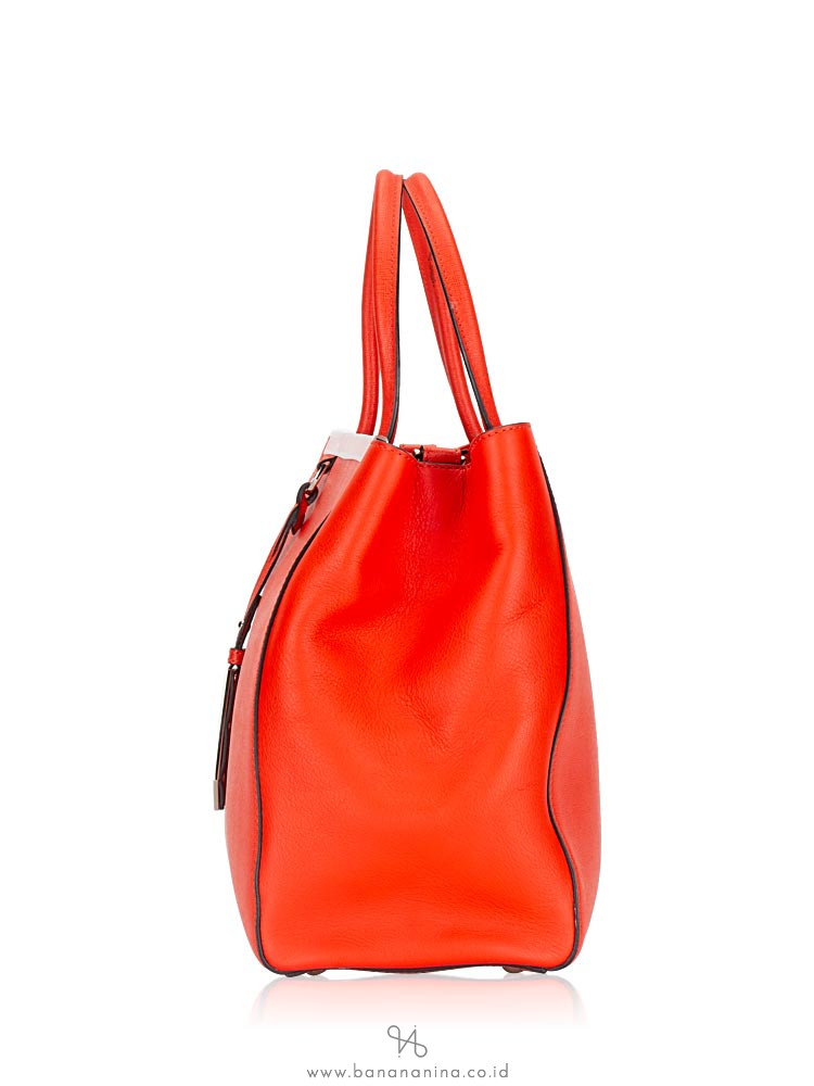 FENDI Vitello Elite Regular 2Jours Tote Poppy Red