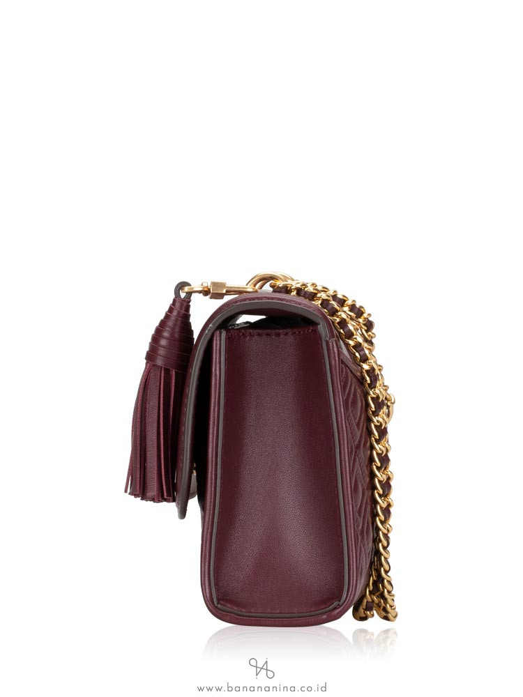TORY BURCH Fleming Small Convertible Shoulder Bag Claret