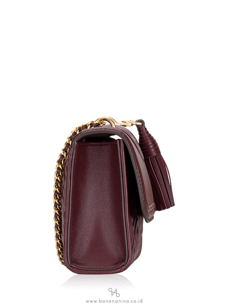 TORY BURCH Fleming Small Convertible Shoulder Bag Claret