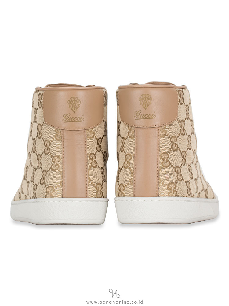 GUCCI Brooklyn Original GG High-Top Sneaker Beige Sz 38.5