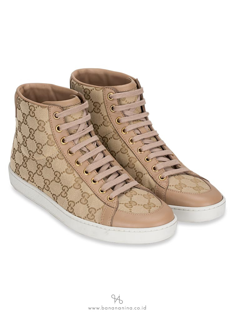 GUCCI Brooklyn Original GG High-Top Sneaker Beige Sz 38.5