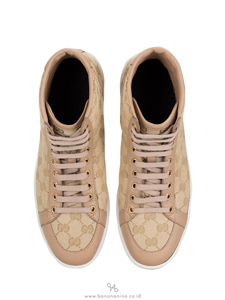 GUCCI Brooklyn Original GG High-Top Sneaker Beige Sz 38.5