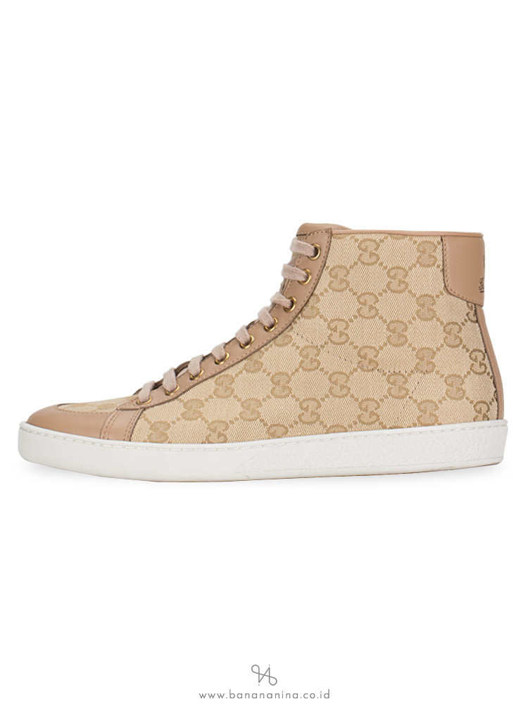 GUCCI Brooklyn Original GG High-Top Sneaker Beige Sz 38.5