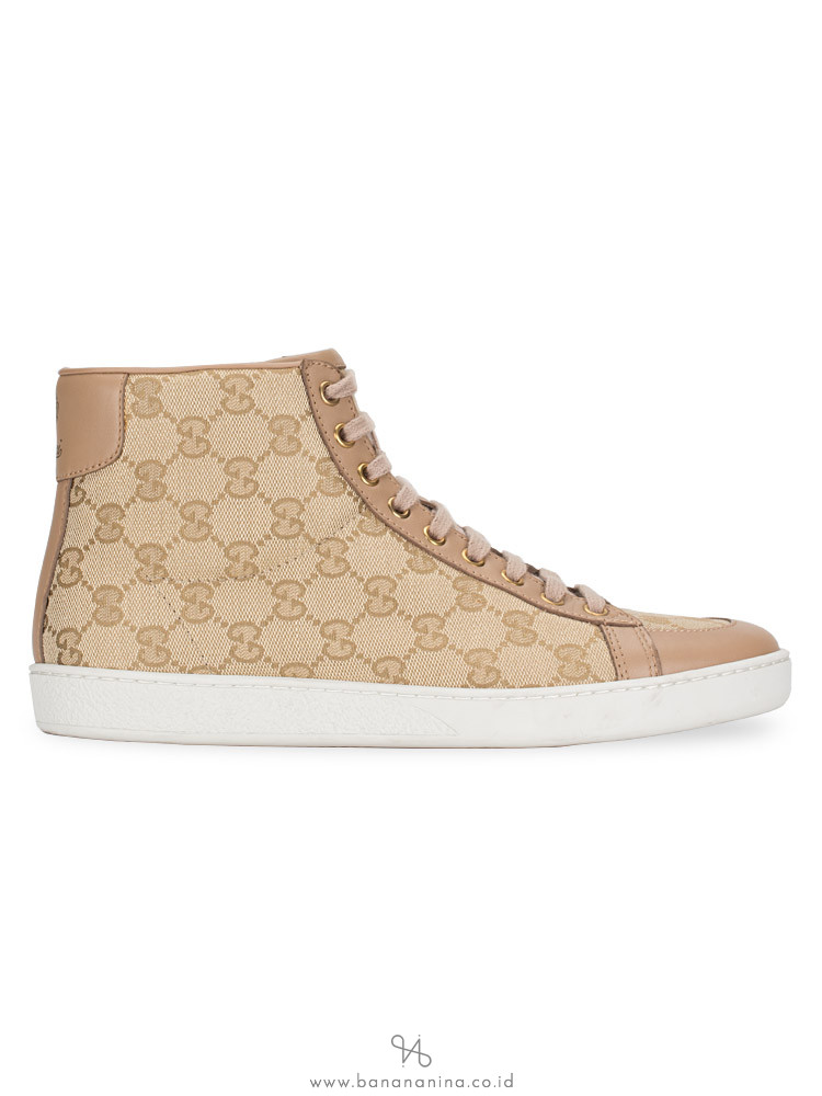 GUCCI Brooklyn Original GG High-Top Sneaker Beige Sz 38.5