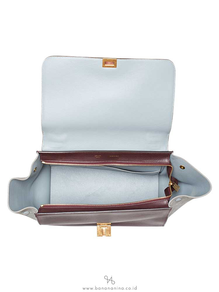CELINE Calfskin and Suede Medium Tri-Color Trapeze Grey