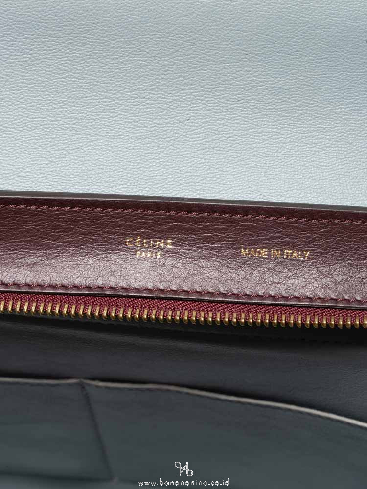CELINE Calfskin and Suede Medium Tri-Color Trapeze Grey