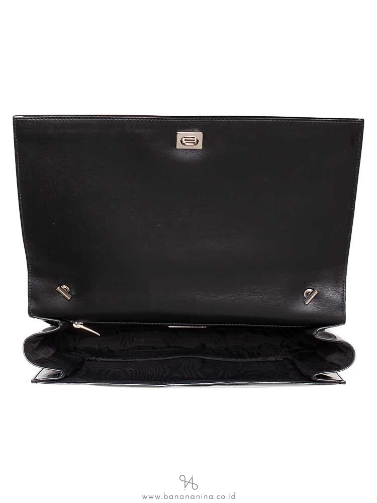 SALVATORE FERRAGAMO Miss Vara Bow Patent Large Crossbody Bag Black