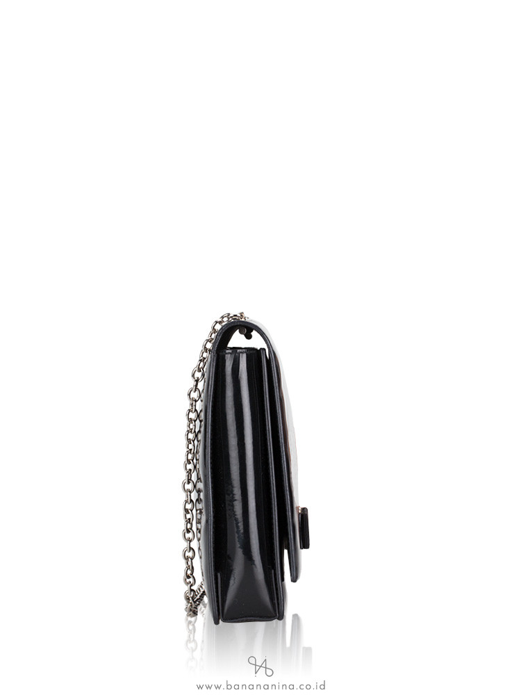 SALVATORE FERRAGAMO Miss Vara Bow Patent Large Crossbody Bag Black